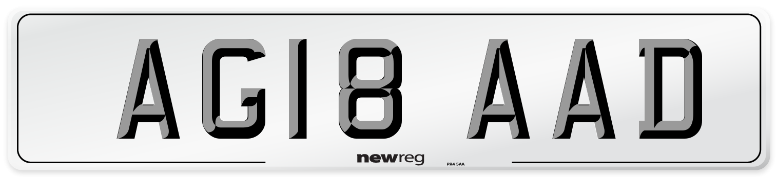 AG18 AAD Number Plate from New Reg